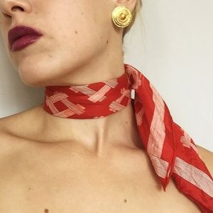 Vintage Cherry Red Scarf Retro